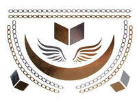Load image into Gallery viewer, Tattoo golden silbern temporär Motivbogen Klebetattoos Flügel Reif Schmuck Tattoos - chic - net.de
