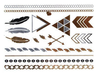 Load image into Gallery viewer, Tattoo golden silbern temporär Motivbogen Klebetattoos Herzen Federn Schmuck Tattoos - chic - net.de
