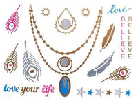 Load image into Gallery viewer, Tattoo golden silbern temporär Motivbogen Klebetattoos rosa blau life Schmuck Tattoos - chic - net.de
