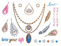 Load image into Gallery viewer, Tattoo golden silbern temporär Motivbogen Klebetattoos rosa blau life Schmuck Tattoos - chic - net.de
