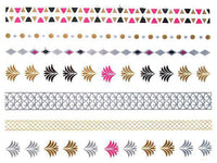 Load image into Gallery viewer, Tattoo golden silbern temporär Motivbogen Klebetattoos rosa Farn Ketten Schmuck Tattoos - chic - net.de
