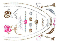 Load image into Gallery viewer, Tattoo golden silbern temporär Motivbogen Klebetattoos rosa Rosen Beach Schmuck Tattoos - chic - net.de
