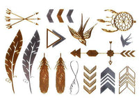 Load image into Gallery viewer, Tattoo golden silbern temporär Motivbogen Klebetattoos Schwalbe Pfeile Schmuck Tattoos - chic - net.de
