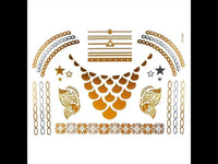 Load image into Gallery viewer, Tattoo Motivbogen golden silbern temporär Kette Schmetterling Klebetattoos Schmuck Tattoos - chic - net.de
