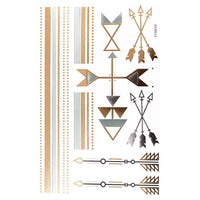 Cargar imagen en el visor de la galería, Tattoo Motivbogen golden silbern temporär Klebetattoos Pfeile Bänder Schmuck Tattoos - chic - net.de
