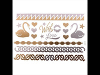 Load image into Gallery viewer, Tattoo Motivbogen golden silbern temporär With Love Schwan Klebetattoos Schmuck Tattoos - chic - net.de
