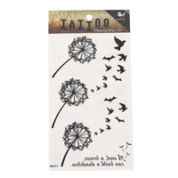 Load image into Gallery viewer, Tattoo schwarz Pusteblumen fliegende Schwalben, Spruch temporär Klebetattoos - chic - net.de
