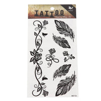Load image into Gallery viewer, Tattoo schwarz Tribal Muster Rosen Ranken Federn temporär Klebetattoos - chic - net.de
