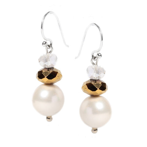 Perlenohrringe weiß gold transparent Perle facettiert 925 Sterlingsilber