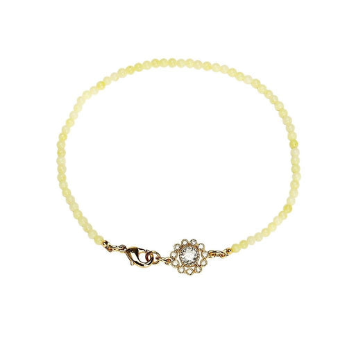vergoldet Kupfer Armband Blume gelb 18 karat Kristall Stein Perlen nickelfrei Karabiner ca. 17,5 cm - chic - net.de