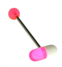 Load image into Gallery viewer, Zungen Piercing Edelstahl Pille Zunge 18mm weiß bunt - chic - net.de
