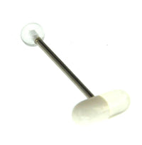 Load image into Gallery viewer, Zungen Piercing Edelstahl Pille Zunge 18mm weiß bunt - chic - net.de
