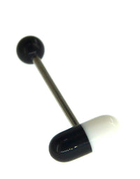Load image into Gallery viewer, Zungen Piercing Edelstahl Pille Zunge 18mm weiß bunt - chic - net.de
