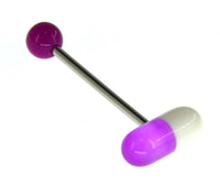 Load image into Gallery viewer, Zungen Piercing Edelstahl Pille Zunge 18mm weiß bunt - chic - net.de
