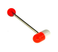 Load image into Gallery viewer, Zungen Piercing Edelstahl Pille Zunge 18mm weiß bunt - chic - net.de
