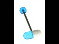 Load image into Gallery viewer, Zungen Piercing Edelstahl Pille Zunge 18mm weiß bunt - chic - net.de
